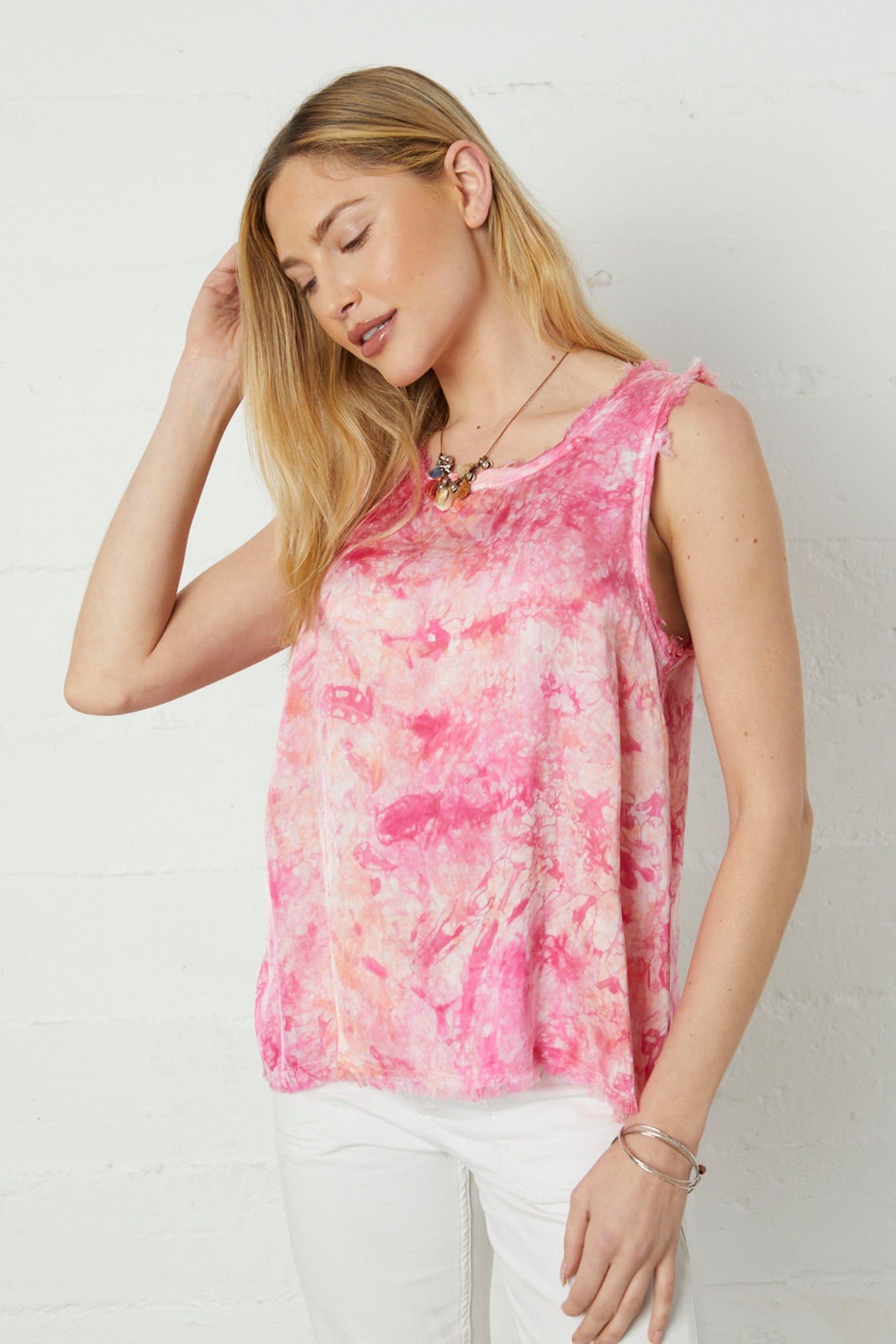 Eco Satin Frayed Edge Tank